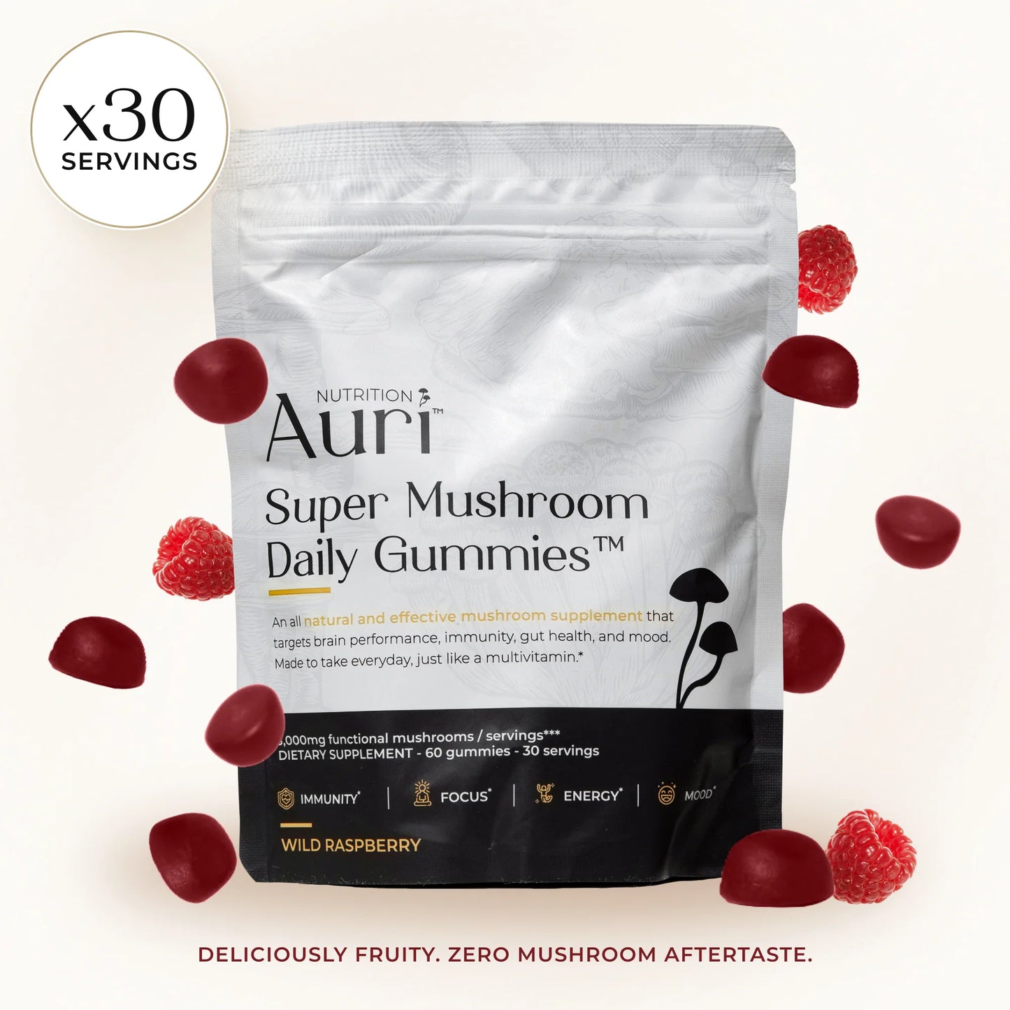 Auri Super Mushroom Daily Focus Gummies