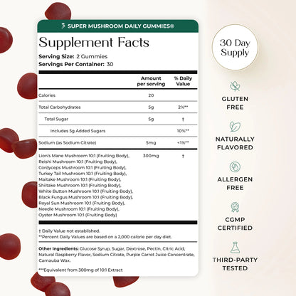 Auri Super Mushroom Daily Focus Gummies