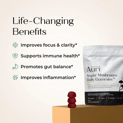 Auri Super Mushroom Daily Focus Gummies