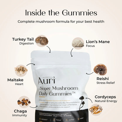Auri Super Mushroom Daily Focus Gummies